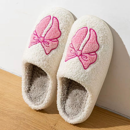Womens Winter Bow Slippers  Warm Cotton Indoor Shoes With Soft Sole  Cute Design 4