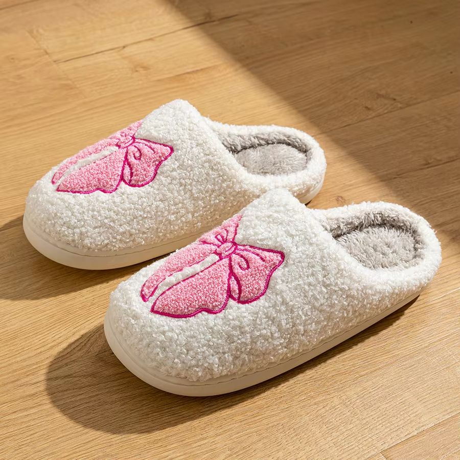 Womens Winter Bow Slippers  Warm Cotton Indoor Shoes With Soft Sole  Cute Design 5