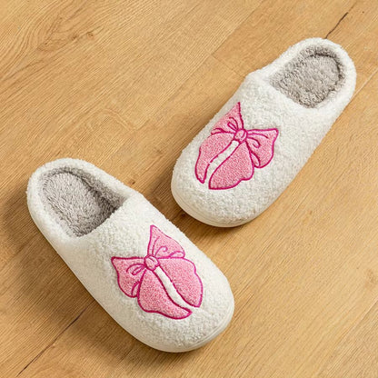 Womens Winter Bow Slippers  Warm Cotton Indoor Shoes With Soft Sole  Cute Design 7