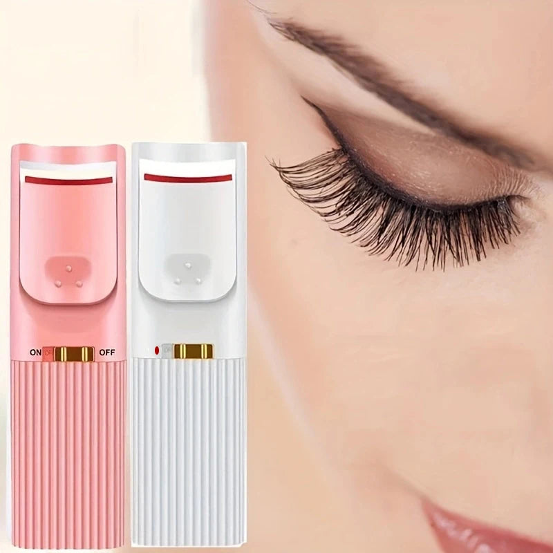Heated Eyelash Curler Device for Long Lasting Curl, Electric Eye Lash Makeup Tools, Portable Battery Powered Clip