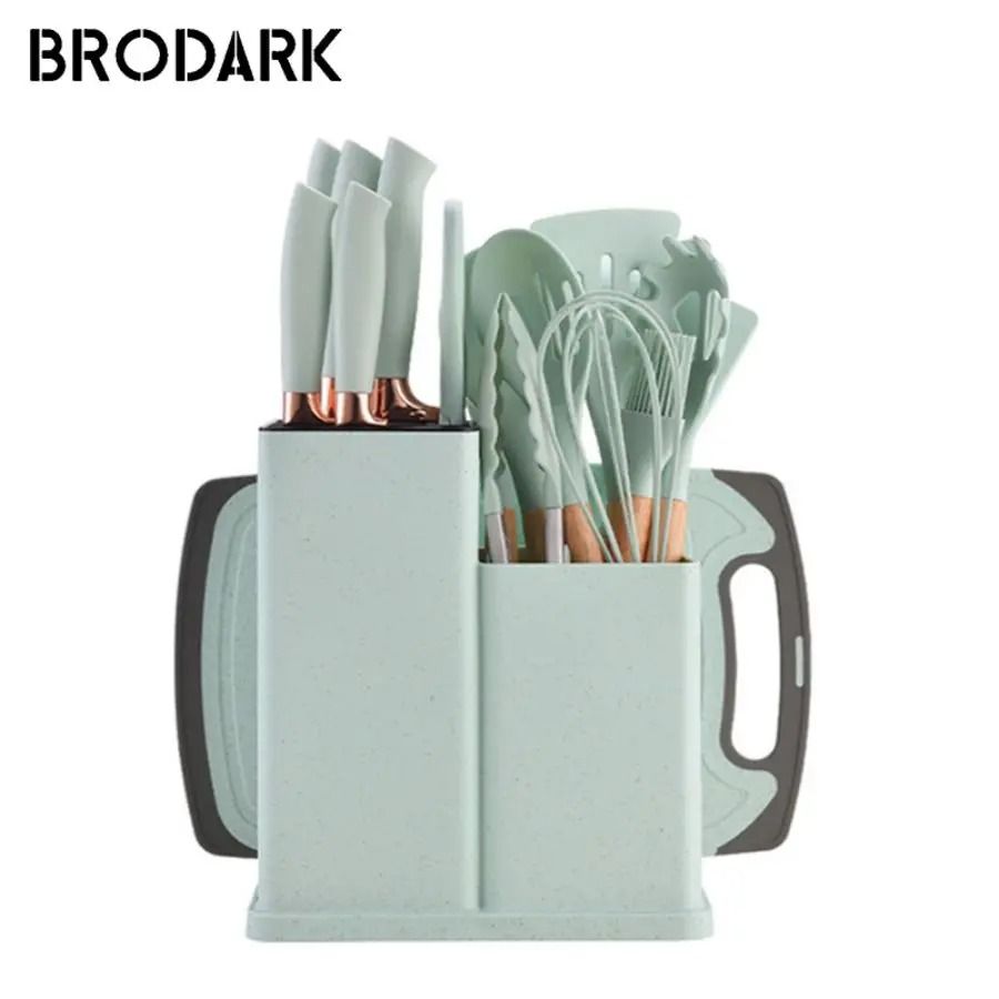 19 Piece Silicone Kitchenware Set With Knives Cutting Board And Utensils 9