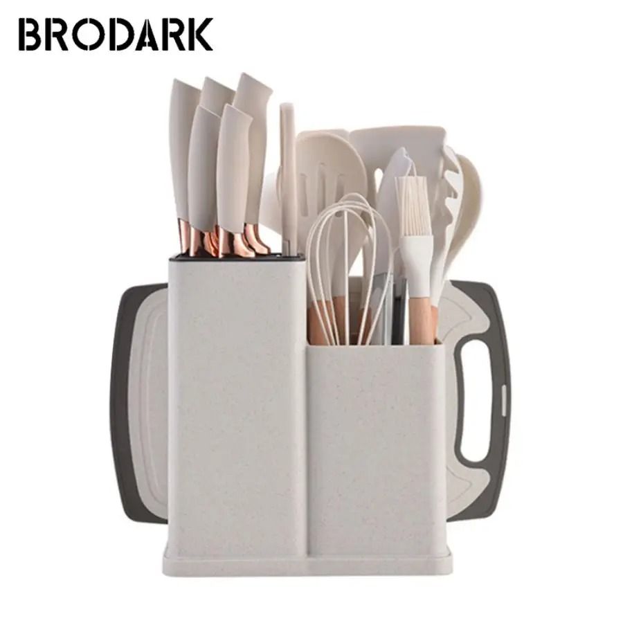 19 Piece Silicone Kitchenware Set With Knives Cutting Board And Utensils 11