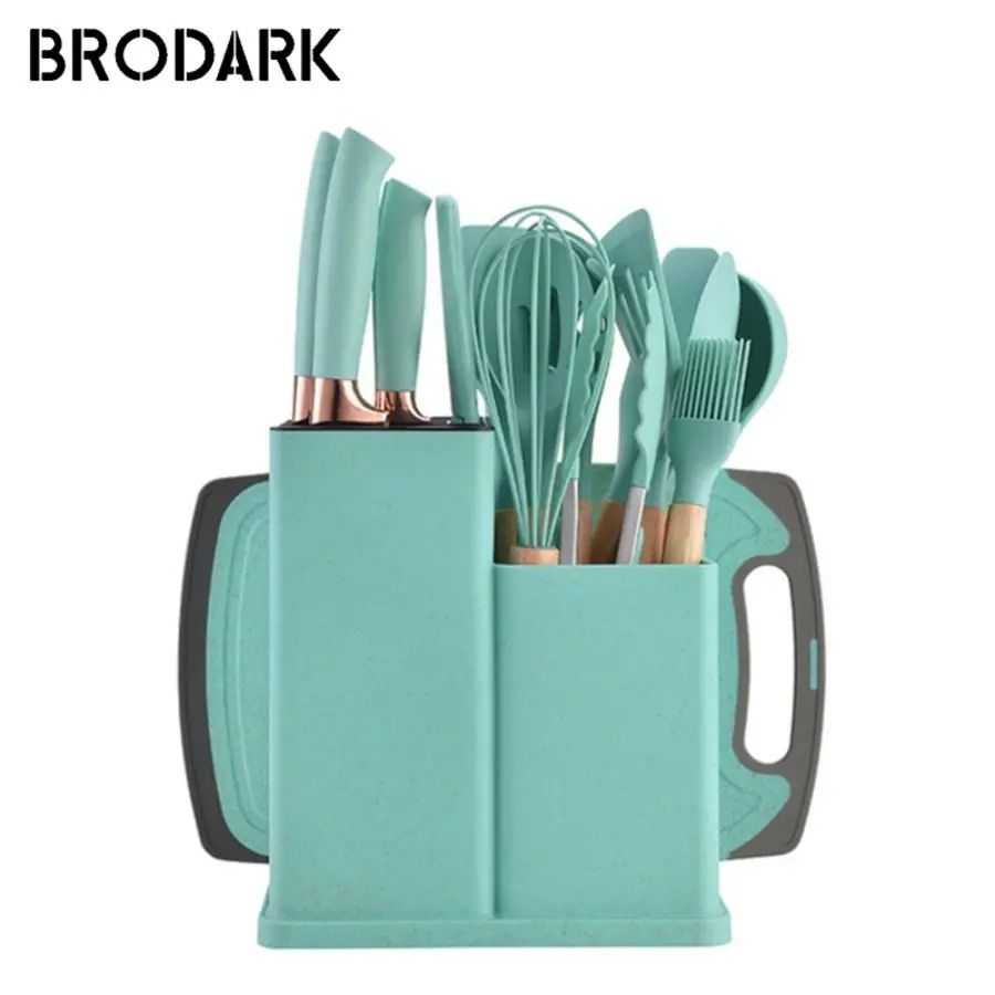 19 Piece Silicone Kitchenware Set With Knives Cutting Board And Utensils 6