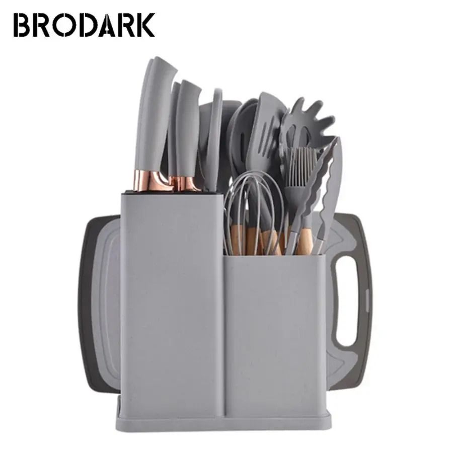 19 Piece Silicone Kitchenware Set With Knives Cutting Board And Utensils 7
