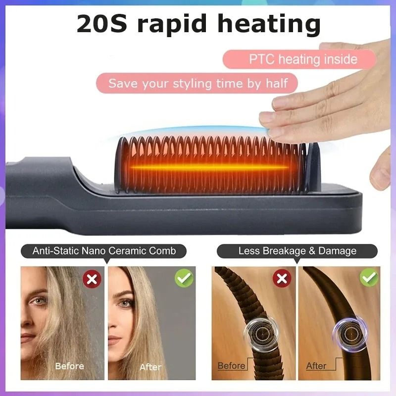 Electric Negative Ion Straightening Comb For Smooth And Safe Styling 4
