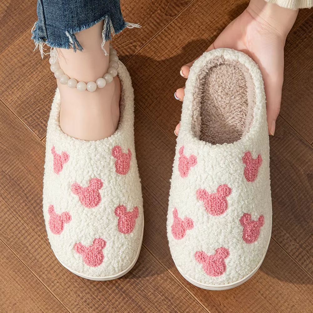 Winter Indoor Slippers  Cute Flower Slides For Women Men  Couples With Soft Flat Sole 23