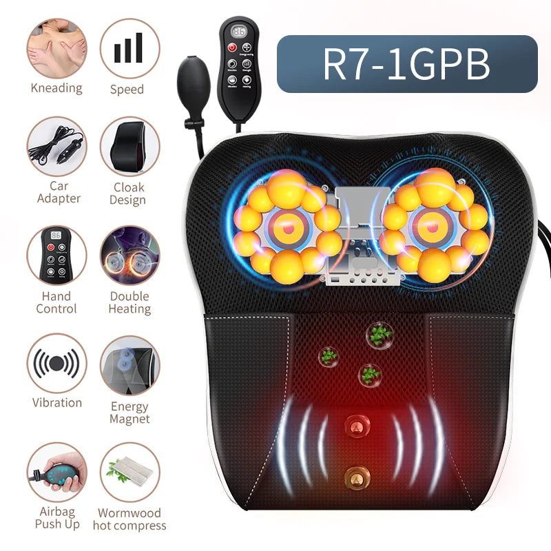 Neck and Shoulder Pain Relief Massager Pillow, Jinkairui Electric Shiatsu with Heat, Vibration, and Cervical Traction