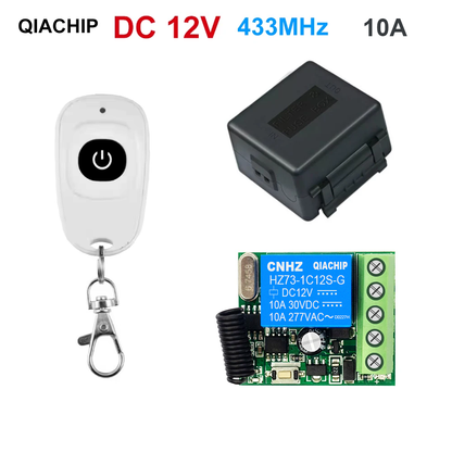 433MHz Wireless Remote Control Switch Kit, DC 12V 10A 1CH Relay Module Receiver for Gates, LED Lights, Garage Doors