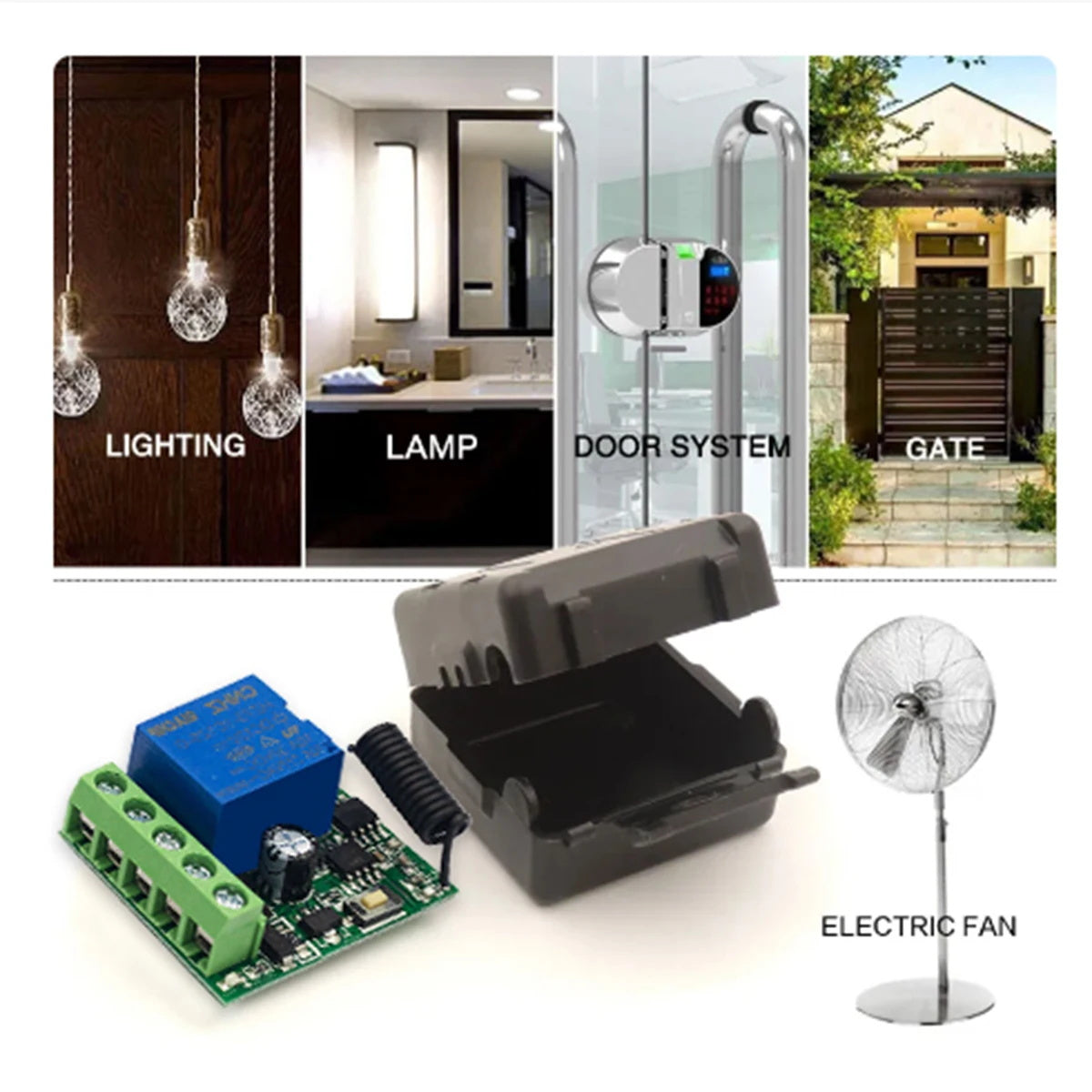 433MHz Wireless Remote Control Switch Kit DC 12V 10A 1CH Relay Module Receiver For Gates LED Lights 1