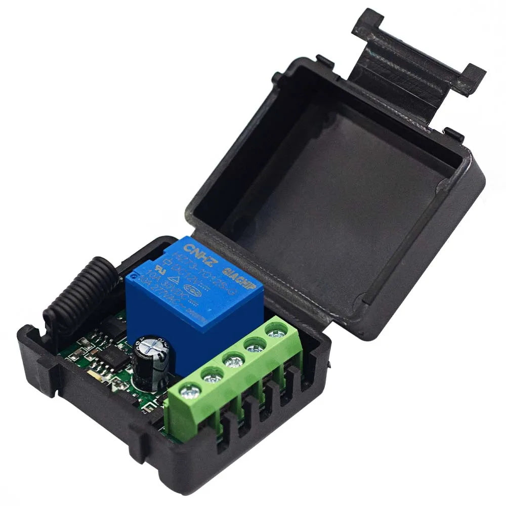 433MHz Wireless Remote Control Switch Kit DC 12V 10A 1CH Relay Module Receiver For Gates LED Lights 5