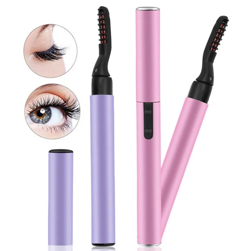 Portable Electric Eyelash Curler Safety Heated Eye Lashes Tool, Long Lasting Curling Makeup Tool, Battery Powered