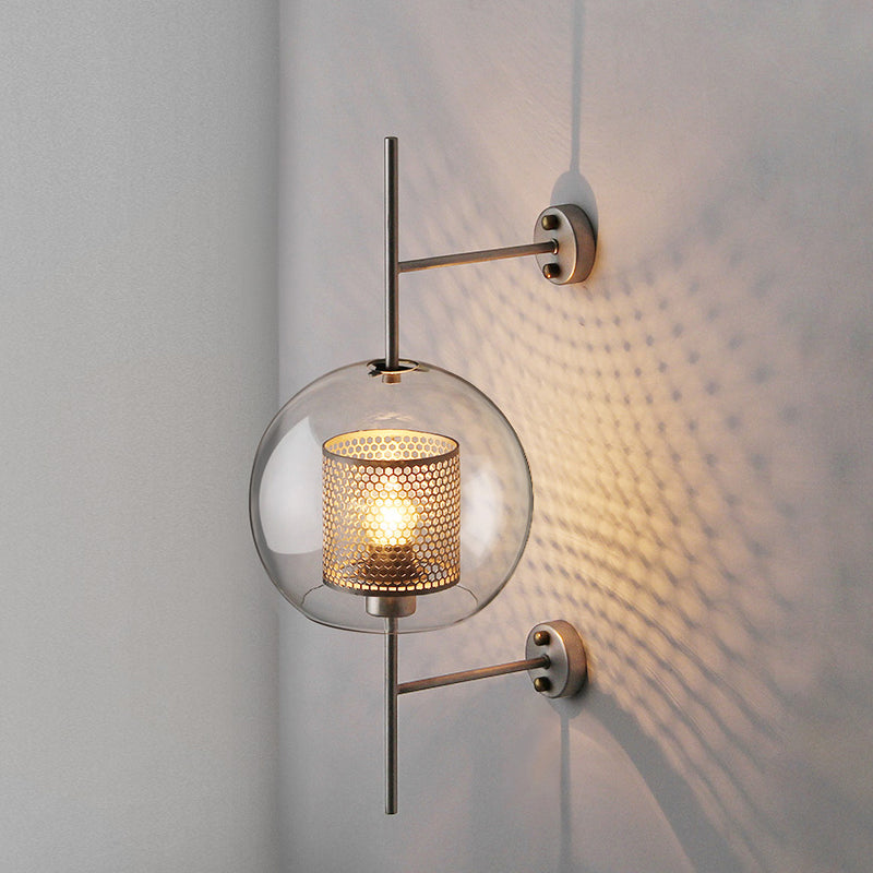 Modern Glass Wall Lamp Fixture, Golden Ball Sconce Lighting for Bedside, Living Room, Corridor Home Decoration
