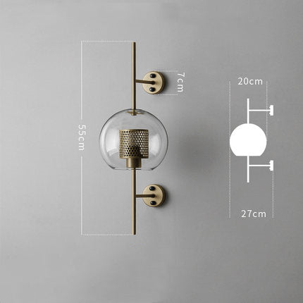 Modern Glass Wall Lamp Fixture, Golden Ball Sconce Lighting for Bedside, Living Room, Corridor Home Decoration