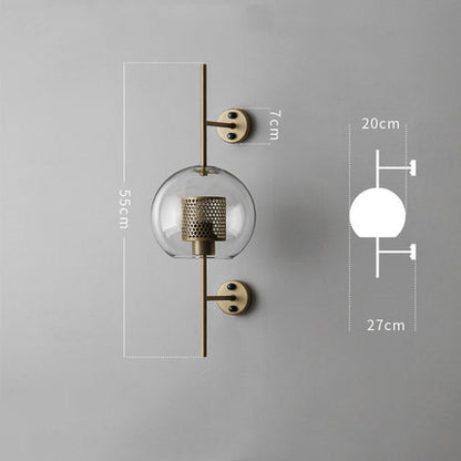 Modern Glass Wall Lamp Fixture, Golden Ball Sconce Lighting for Bedside, Living Room, Corridor Home Decoration