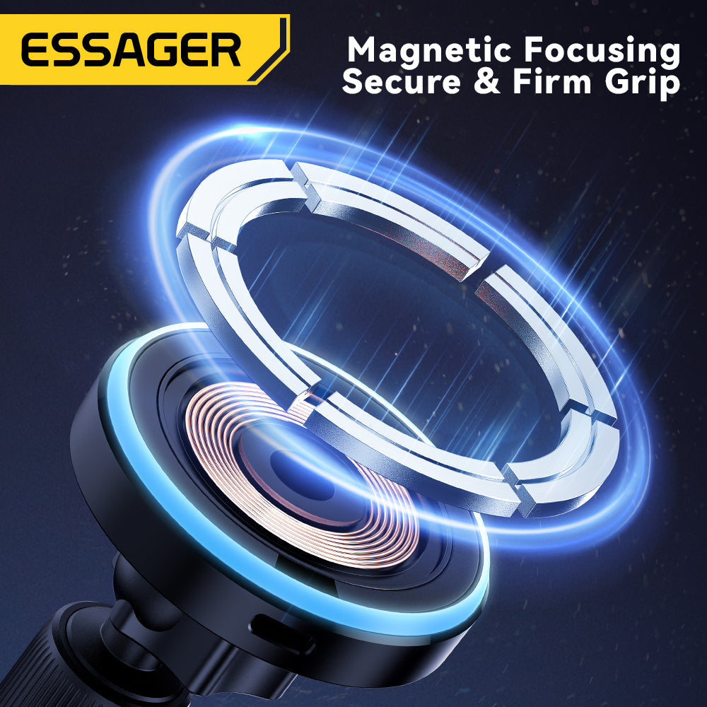 Essager Magnetic Car Phone Holder Wireless Charger Stand, Car Mount Charger for iPhone Pro Max with Magsafe & LED Light