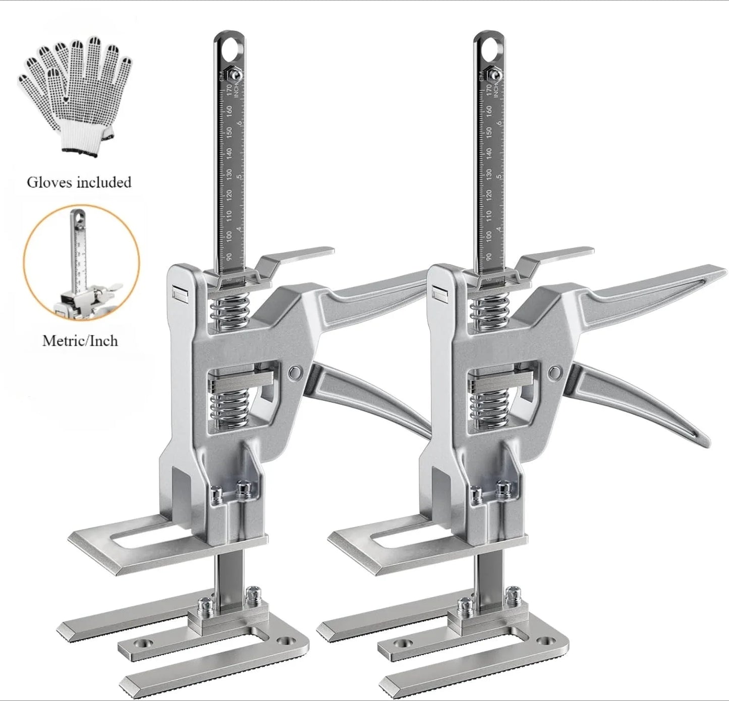 2-Pack Stainless Steel Furniture Lifter Tool, Labor Saving Arm Jack for Easy Door, Tile, and Cabinet Installation