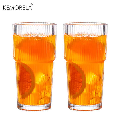 600ML Striped Glass Coffee Cup  Transparent Drinking Mug With Optional Lid  Straw For Juice Iced Co 11