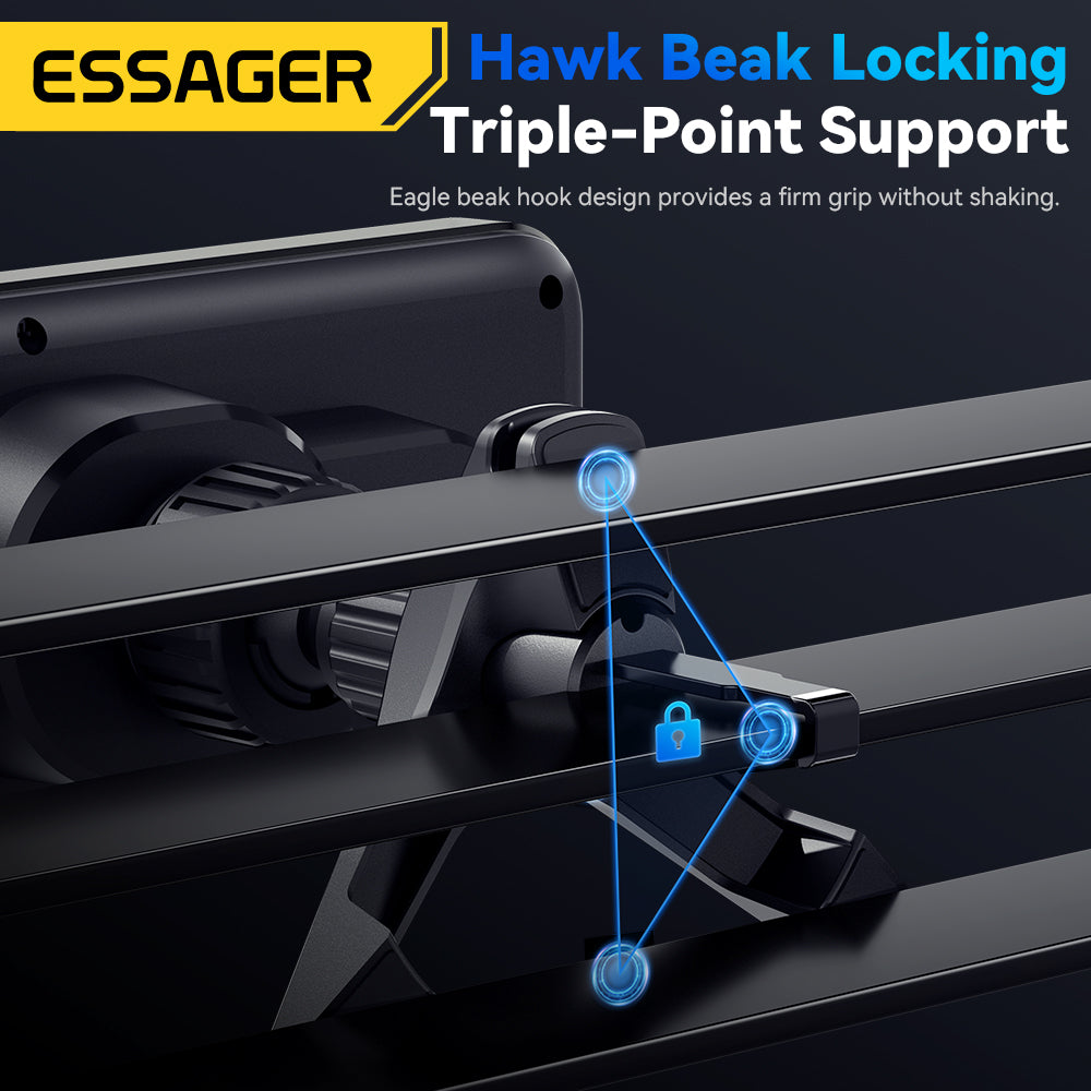Essager Fold Screen Car Wireless Charger, Dual Coil Fast Charging Rotatable Phone Holder for Samsung Galaxy