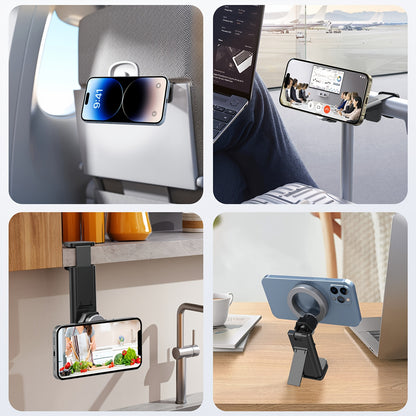 Universal Magnetic Cell Phone Holder for Airplane Travel, Desktop Use, Essential Tray Table Companion