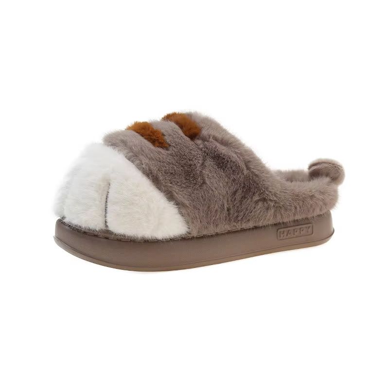 Womens Kitty Claw Slippers  Warm Furry NonSlip Home Shoes  Fluffy Cat Paw Slides 10