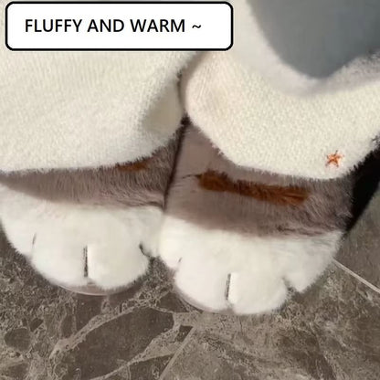 Womens Kitty Claw Slippers  Warm Furry NonSlip Home Shoes  Fluffy Cat Paw Slides 5