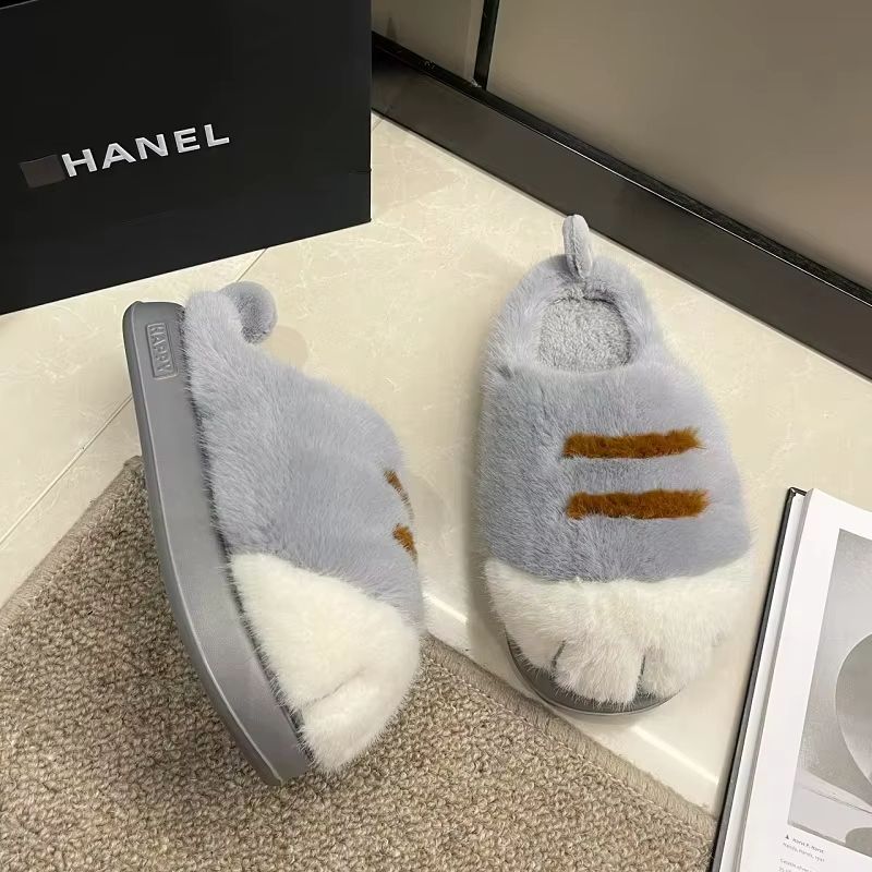 Womens Kitty Claw Slippers  Warm Furry NonSlip Home Shoes  Fluffy Cat Paw Slides 3