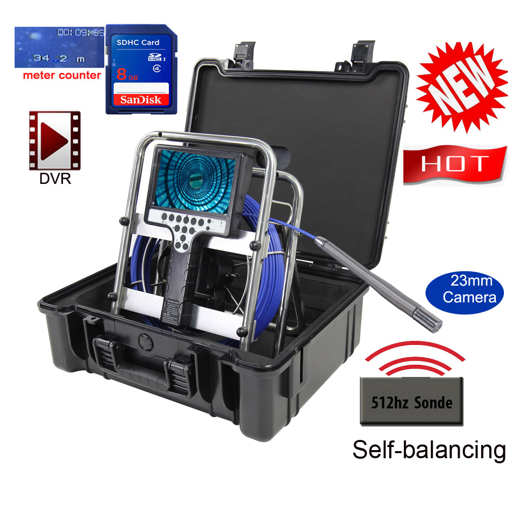 Long Self Leveling Sewer Drain Inspection Camera With Transmitter Sonde DVR Recorder  Meter Counter 5