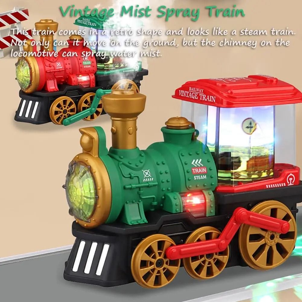 Electric Spray Steam Train Toy for Kids with Lights and Sound