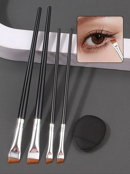 Ultra-thin Eyeliner and Eyebrow Brush Set, Makeup Detailing Brushes for Beginners, Mini Concealer Finger Powder Puff