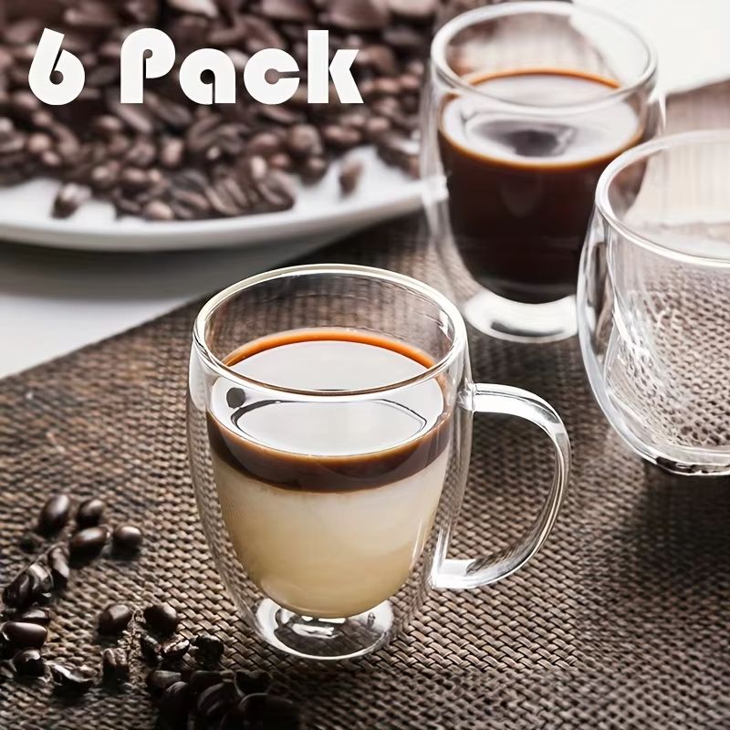 350ML Double Wall Glass Coffee Mug  Transparent Cappuccino Cup With Handle For Tea Milk  Juice 2