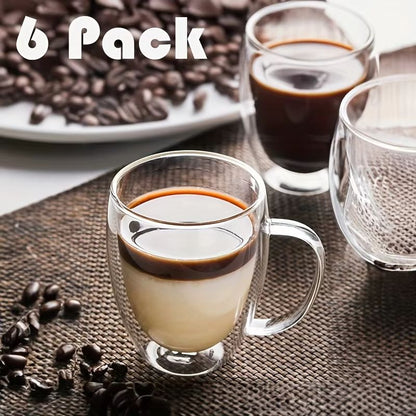 350ML Double Wall Glass Coffee Mug  Transparent Cappuccino Cup With Handle For Tea Milk  Juice 2