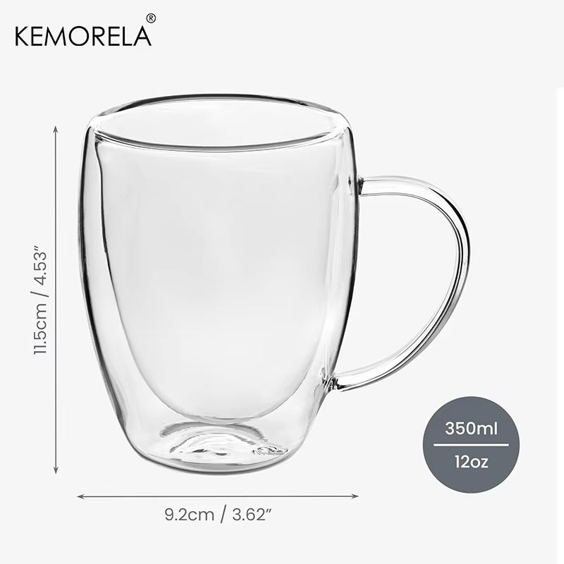 350ML Double Wall Glass Coffee Mug  Transparent Cappuccino Cup With Handle For Tea Milk  Juice 5