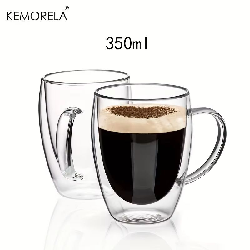 350ML Double Wall Glass Coffee Mug  Transparent Cappuccino Cup With Handle For Tea Milk  Juice 6