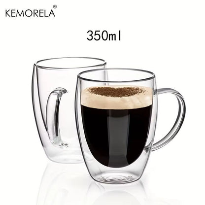 350ML Double Wall Glass Coffee Mug  Transparent Cappuccino Cup With Handle For Tea Milk  Juice 6