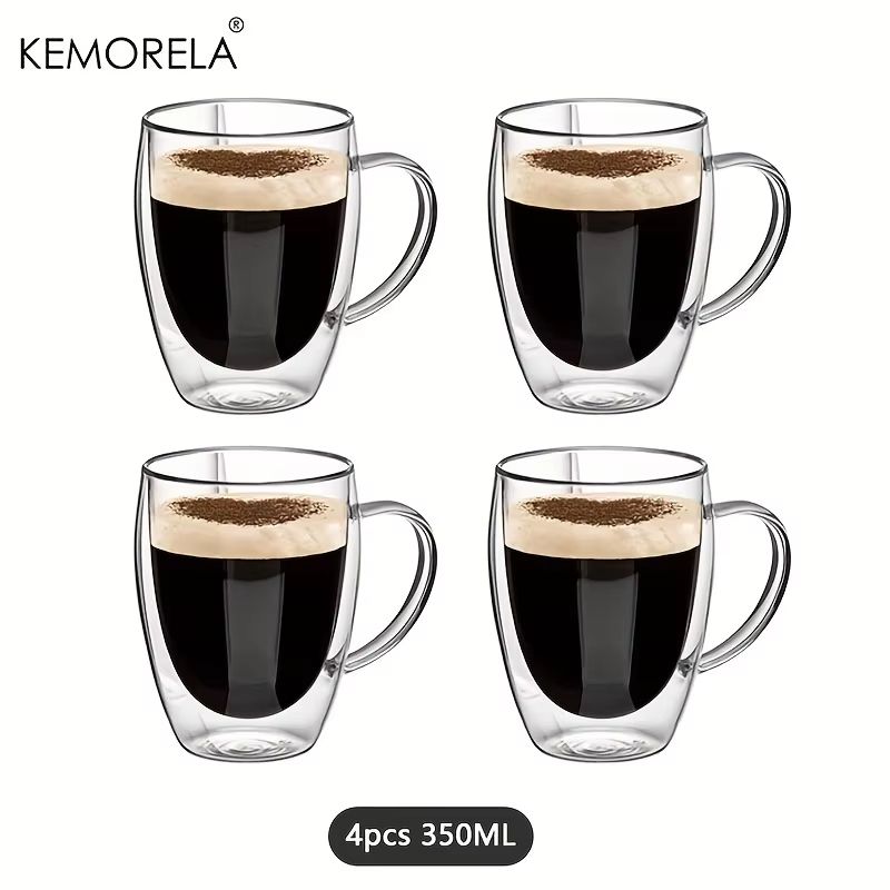 350ML Double Wall Glass Coffee Mug  Transparent Cappuccino Cup With Handle For Tea Milk  Juice 7