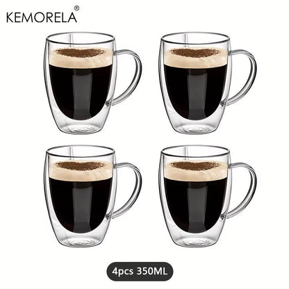350ML Double Wall Glass Coffee Mug  Transparent Cappuccino Cup With Handle For Tea Milk  Juice 7