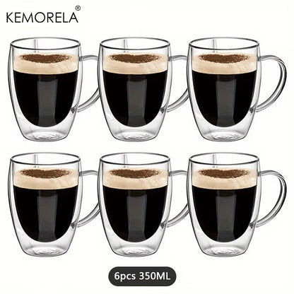 350ML Double Wall Glass Coffee Mug  Transparent Cappuccino Cup With Handle For Tea Milk  Juice 8
