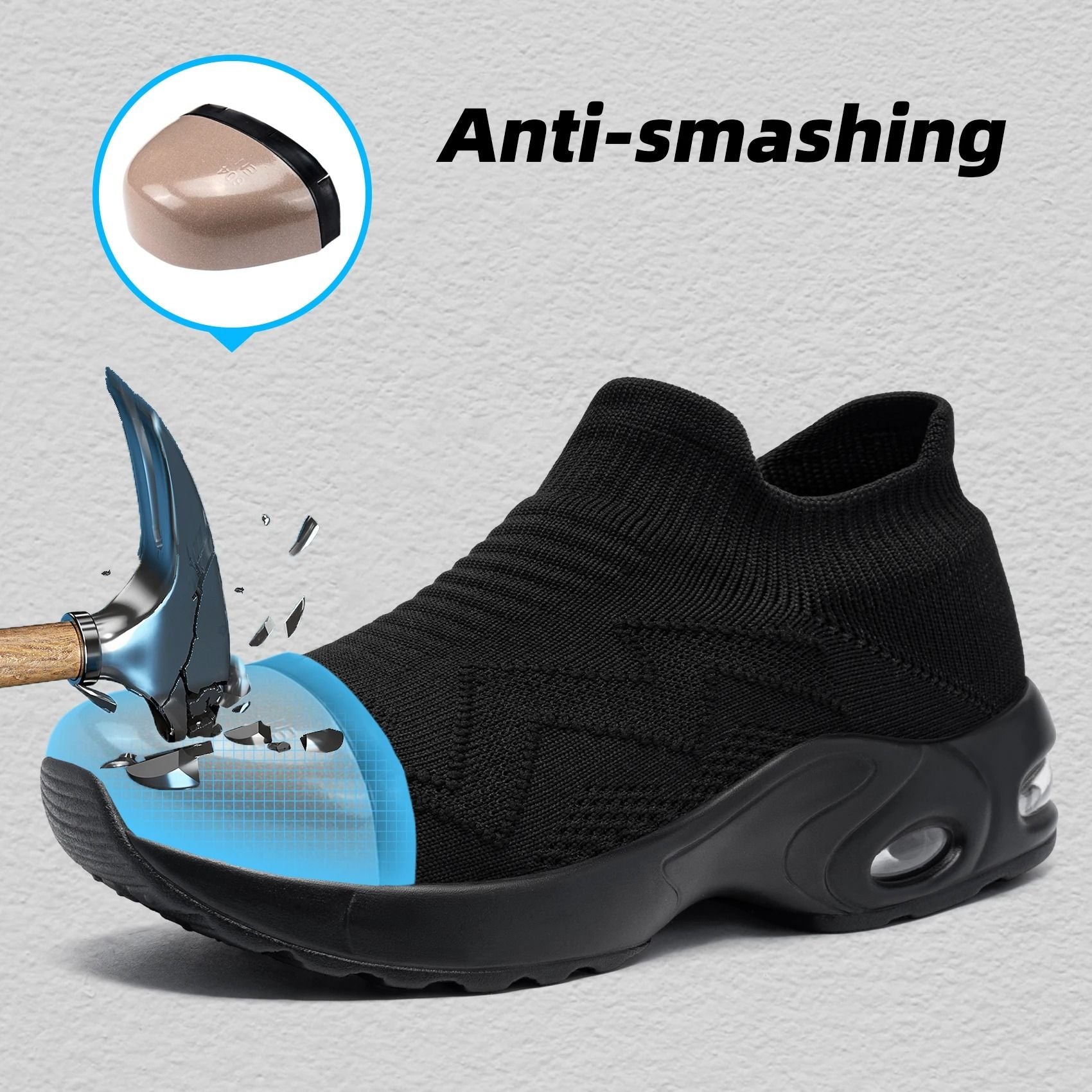 Safety Shoes Breathable Steel Toe Work Sneakers Lightweight Slip On Boots 1