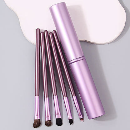 Professional Pony Hair Eyeshadow Brush Set, Nose Shadow, Eyeliner Brush, Eyelash Brush with Aluminum Tube Holder