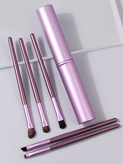 Professional Pony Hair Eyeshadow Brush Set, Nose Shadow, Eyeliner Brush, Eyelash Brush with Aluminum Tube Holder