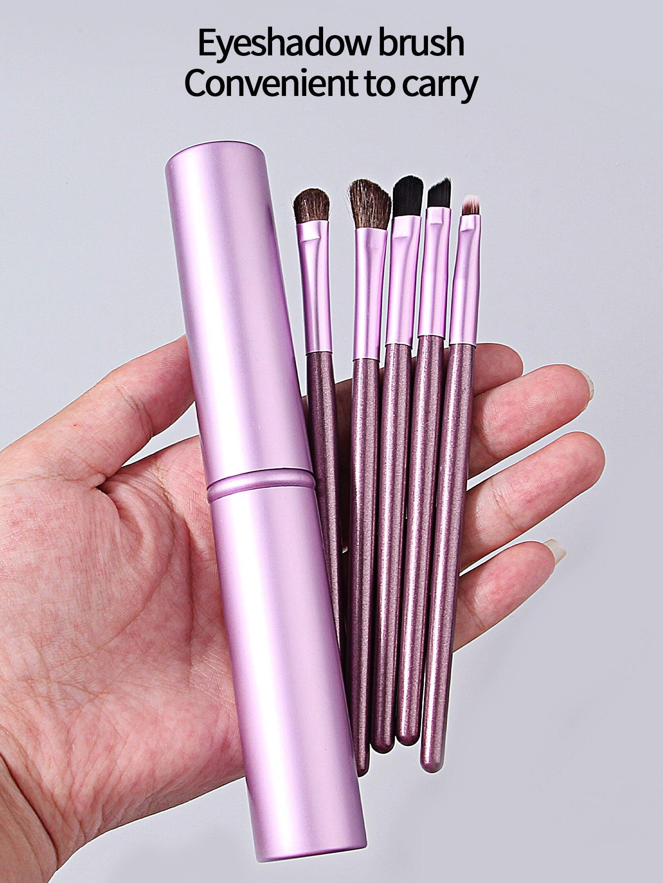 Professional Pony Hair Eyeshadow Brush Set, Nose Shadow, Eyeliner Brush, Eyelash Brush with Aluminum Tube Holder
