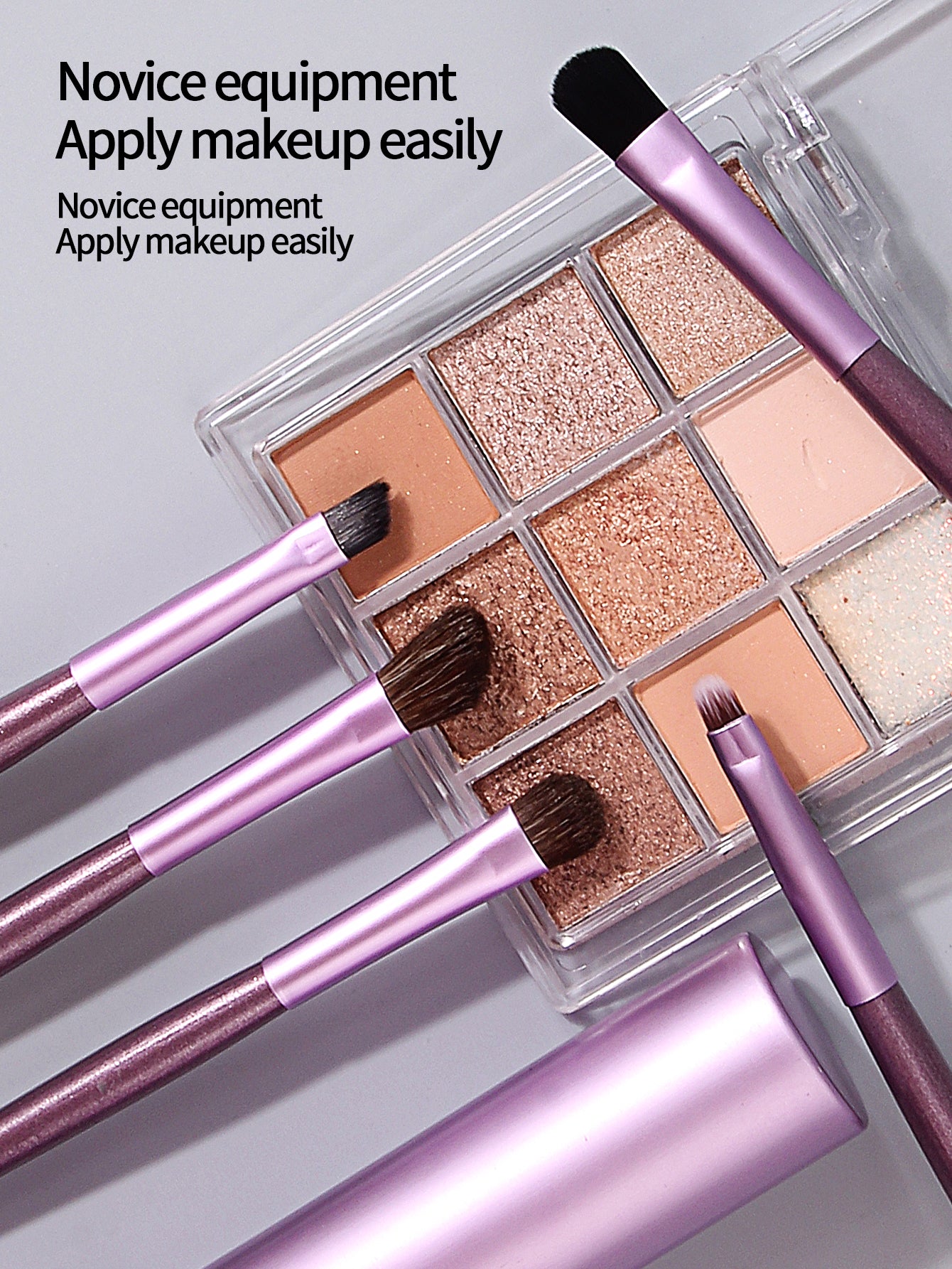 Professional Pony Hair Eyeshadow Brush Set, Nose Shadow, Eyeliner Brush, Eyelash Brush with Aluminum Tube Holder