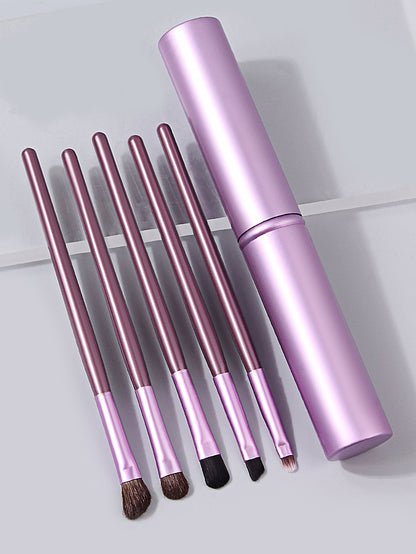 Professional Pony Hair Eyeshadow Brush Set, Nose Shadow, Eyeliner Brush, Eyelash Brush with Aluminum Tube Holder