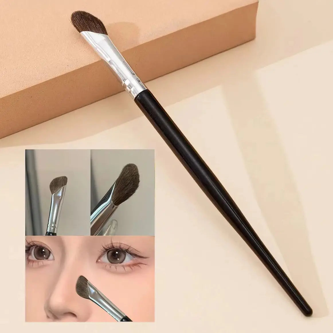 Portable 3D Contour Nose Shadow Brush, Highlighter Makeup Brush, Angled Eyeliner Wand for Travel and Professional Use