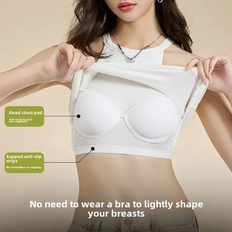 Women Halter Neck Camisole Top With Builtin Bra Slim Fit Sling 3