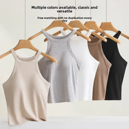 Women Halter Neck Camisole Top With Builtin Bra Slim Fit Sling 4