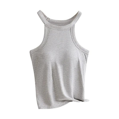Women Halter Neck Camisole Top With Builtin Bra Slim Fit Sling 5