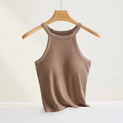 Women Halter Neck Camisole Top With Builtin Bra Slim Fit Sling 6