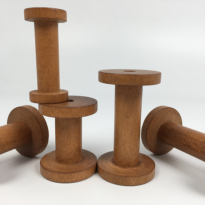 Brown Big Wood Empty Spools Bobbin for Sewing Ribbons, Twine, Thread & Lace, Wooden Spool Supply for DIY Crafts & Sewing