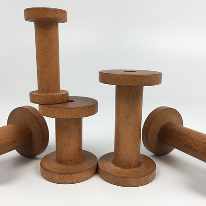 Brown Big Wood Empty Spools Bobbin for Sewing Ribbons, Twine, Thread & Lace, Wooden Spool Supply for DIY Crafts & Sewing